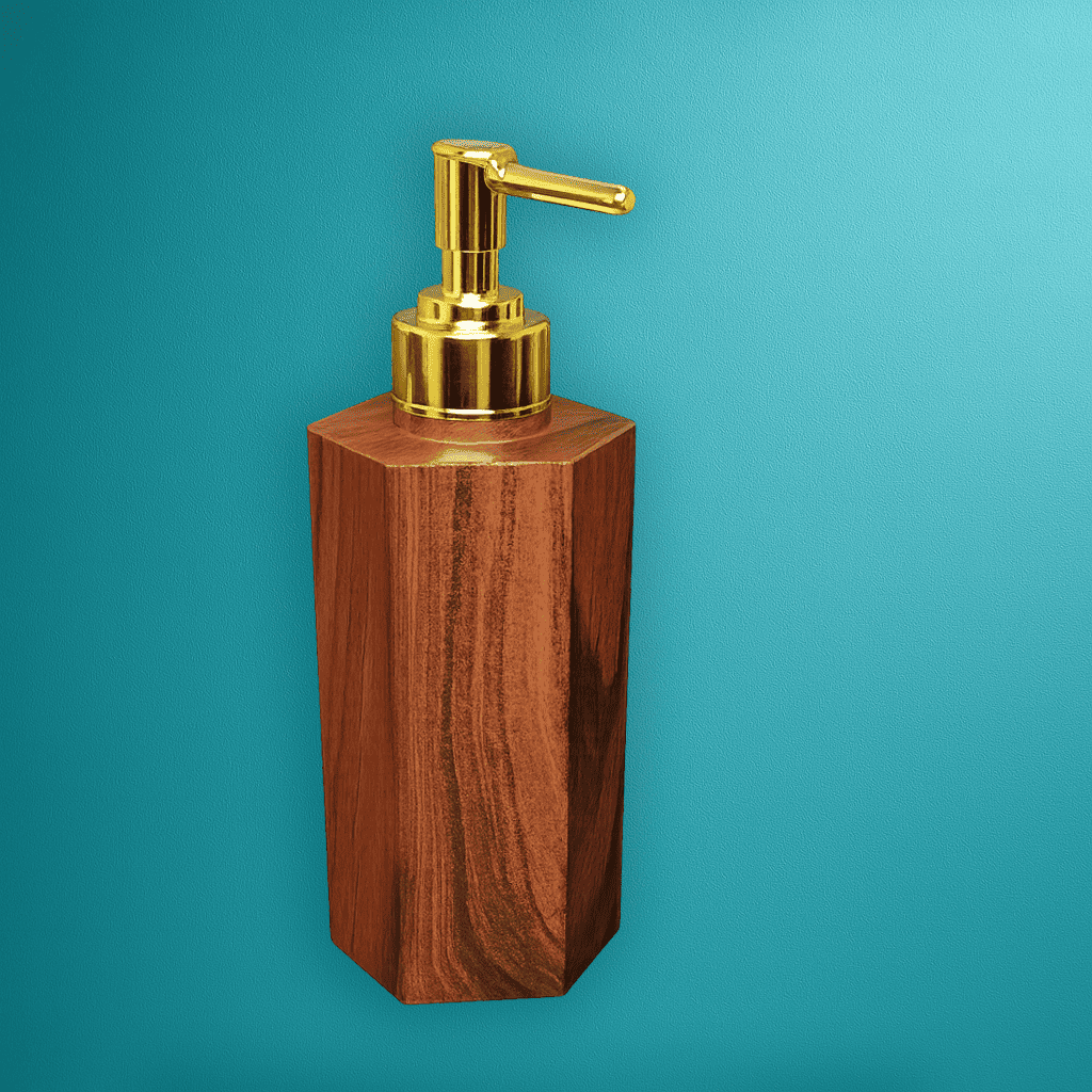 Wooden Finish Soap Dispenser (Hexagon)