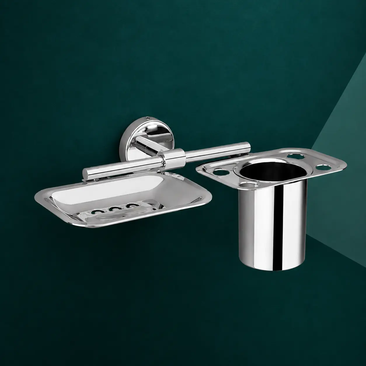 SS Soap Dish + Tumbler Holder SS-1260