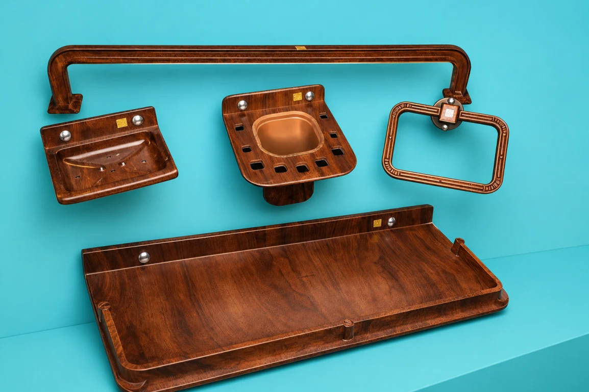 Premium Bathroom Accessories wooden finish kit
